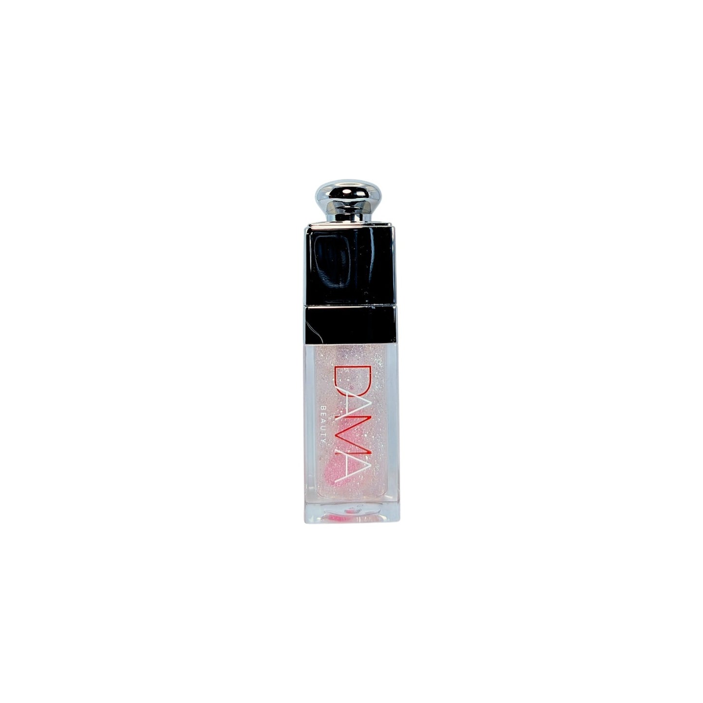 Lipoil bottle with black cap and white body on a white background