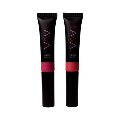 Two black tubes of DAMA Beauty liquid blush on a white background