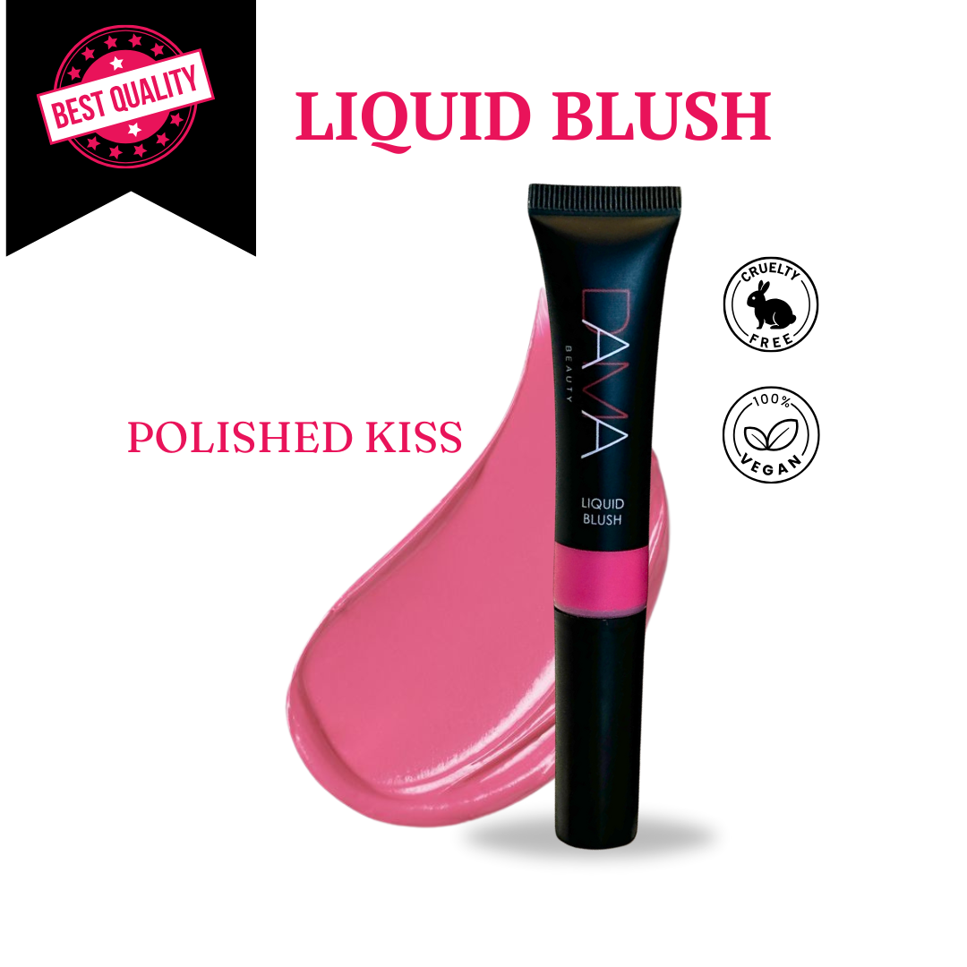 DAMA liquid blush with pink color swatch on a white background